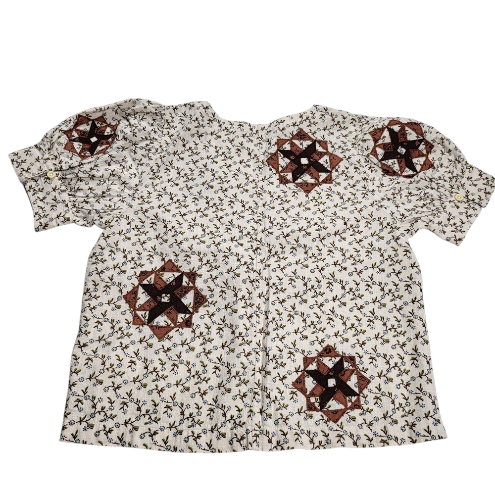 Madewell Quilted Patchwork Puff-Sleevecropped Top - image 6